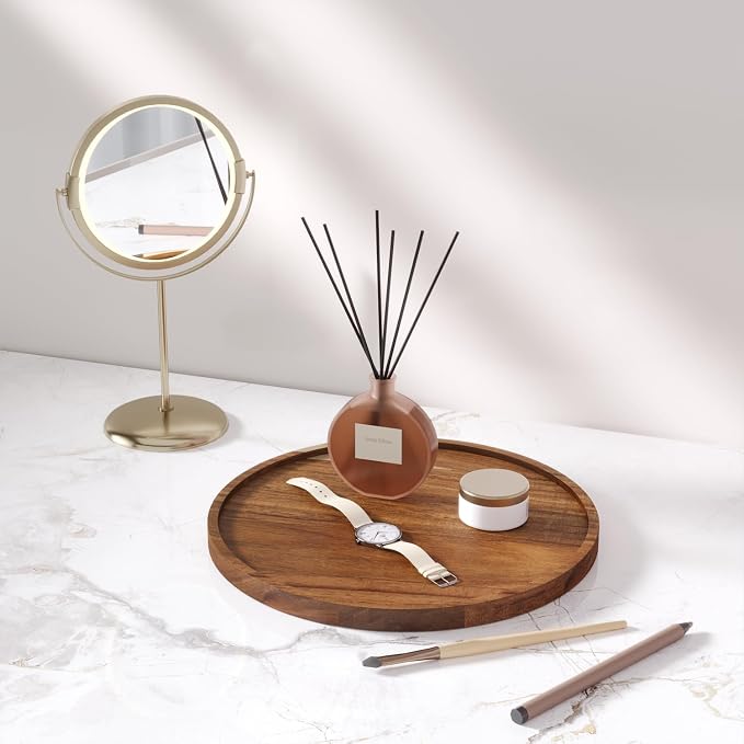 VERTORGAN Acacia Wood Serving Tray, 9.8 Inch Decorative Trays Platter - Image 3