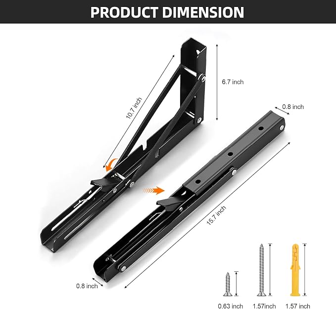 Folding Shelf Brackets 16 inch Foldable Shelf Bracket Heavy Duty Collapsible - Image 4