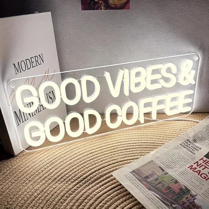Good Vibes & Good Coffee LED Neon Sign Coffee Bar Shop Cafe Drink Neon Light - Image 4