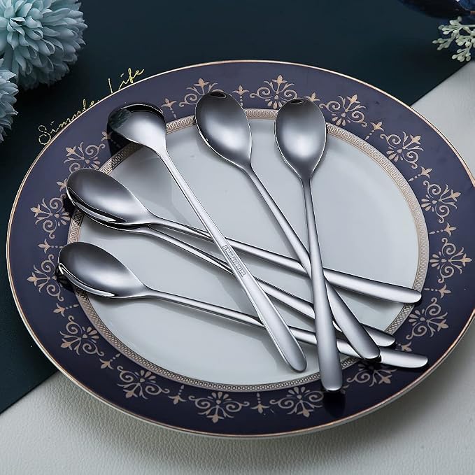 Premium Stainless Steel Coffee Stirrer Set, Long Handle, Ice Tea & Cream Spoons - Image 4