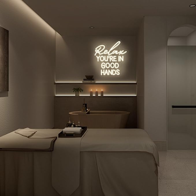 Relax You're In Good Hands Neon Sign, Custom Hair Salon LED Neon Light Barber - Image 6