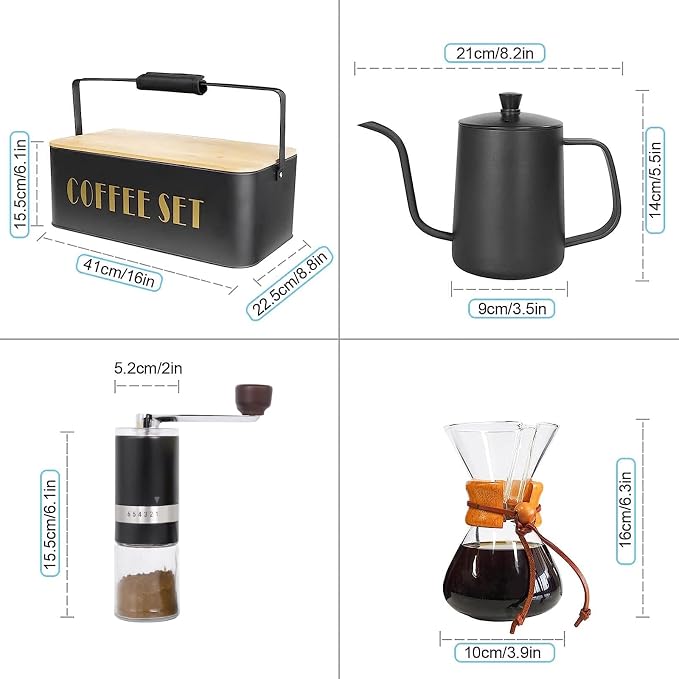 SOTECH Pour Over Coffee Maker Set Portable Pour Over Set-Manual Coffee Grinder - Image 5