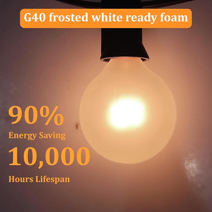 25 Pack G40 Frosted Replacement Bulbs, 5W Globe Light Bulbs Fits E12 Candelabra - Image 5