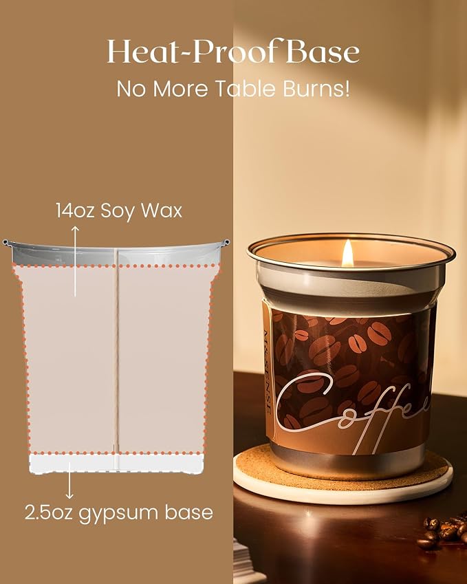 M&SENSE Coconut Latte Scented Candle, Soy Wax 12.3oz | 75 Hours Long Lasting - Image 6