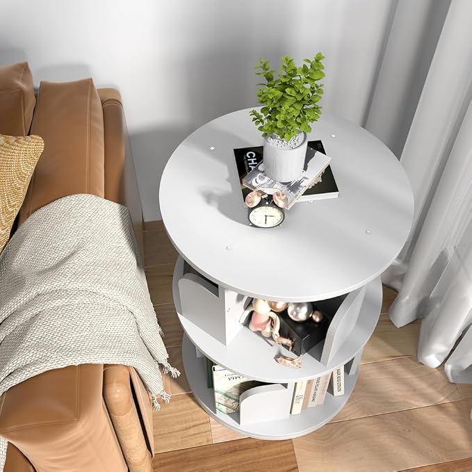 Rotating Bookshelf, Revolving Bookcase 360 Display Round Bookshelf, - Image 7