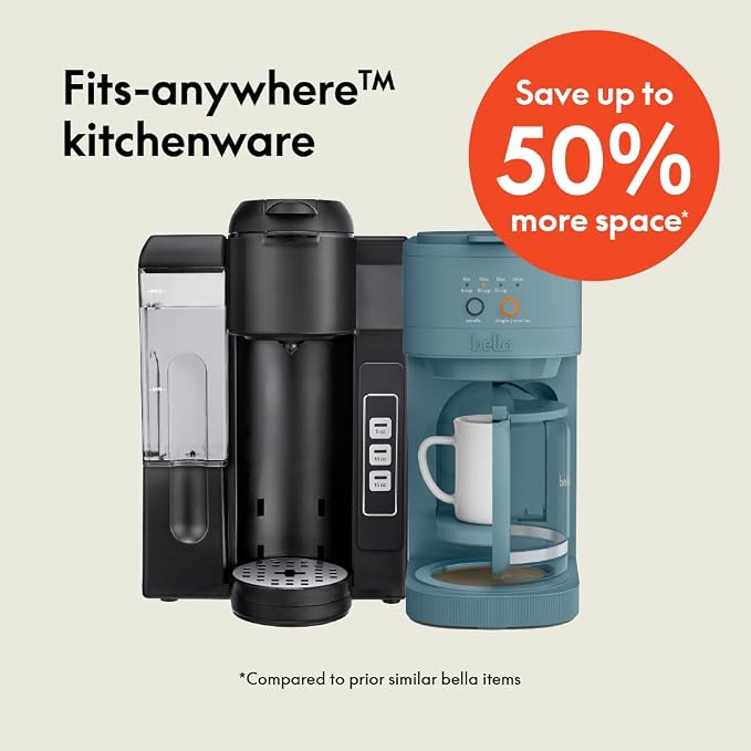 BELLA VersaBrew 2-in1 Coffee Maker, K-Cup compatible, Brew 3 Sizes Carafes & - Image 2