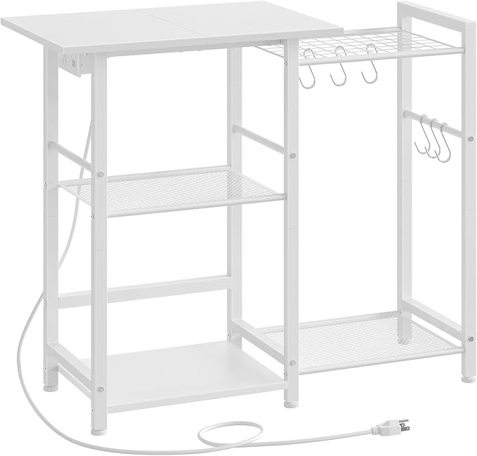 HOOBRO Bakers Rack with Power Outlet, Microwave Stand with Pots Rack, Kitchen by HOOBRO