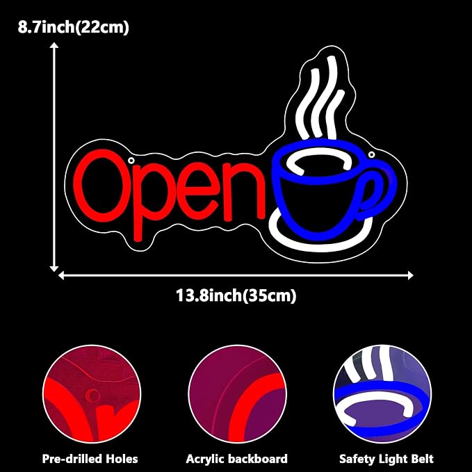 Coffee Open Neon Sign, Coffee Led Neon Light Signs - Image 2