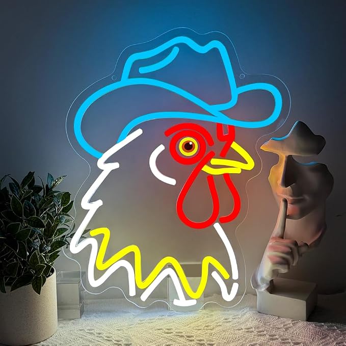 Cowboy Neon Sign, Rooster Dimmable LED Light Signs by BEISKAFNVSZ