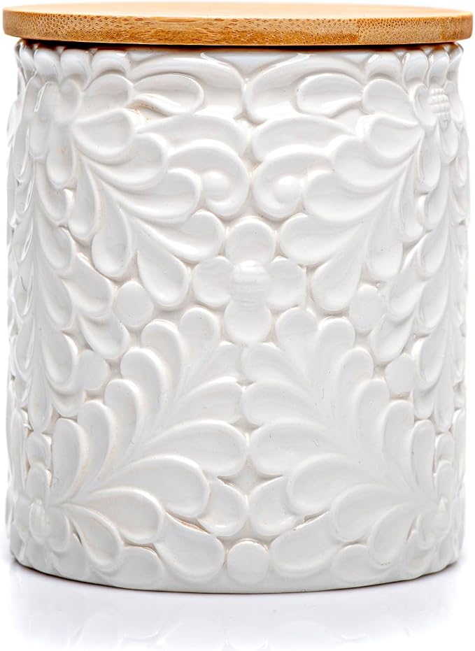 Small Engraved Ceramic Kitchen Canister by 25DOL