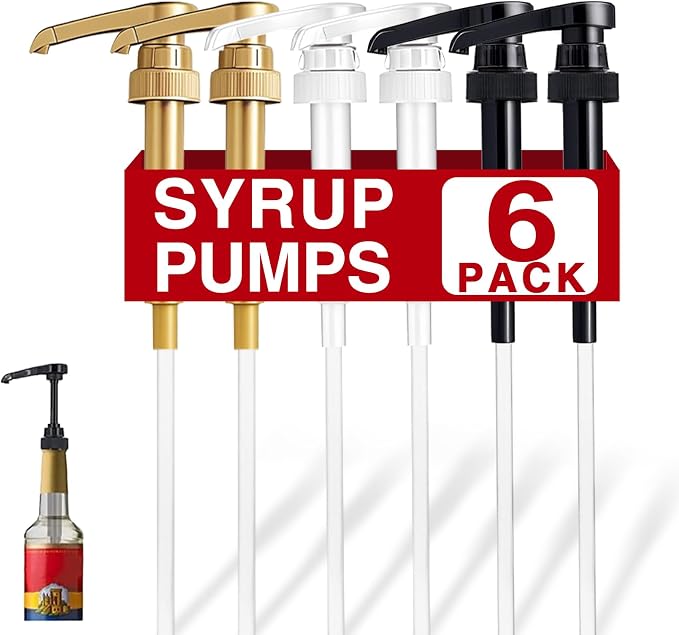 6 Pack Syrup Pumps Leak Proof Coffee Syrup Dispenser, Fits 25.4 Oz Coffee by DupakSYS