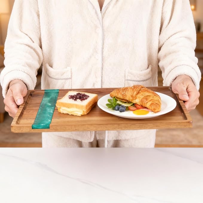 Wooden Tray: Resin Serving Decorative Tray - Image 3