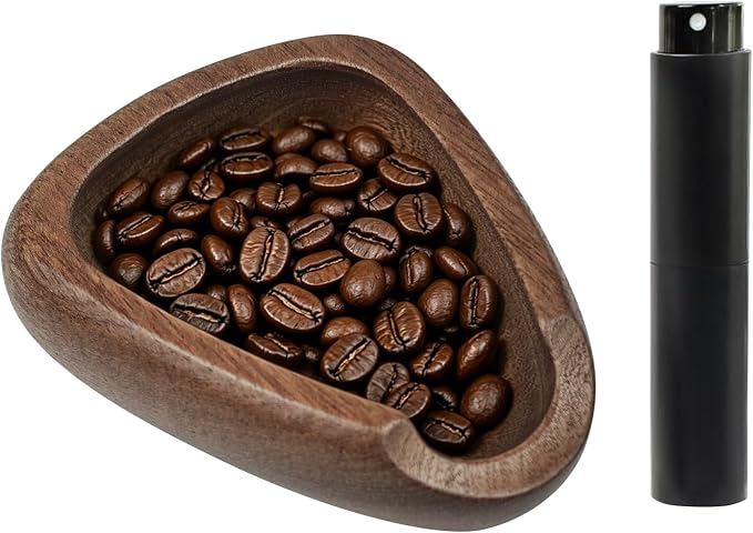 Coffee Bean Dosing Cup With Spray Bottle, Max 30G Walnut Wood Coffee Dosing Cup by Unknown