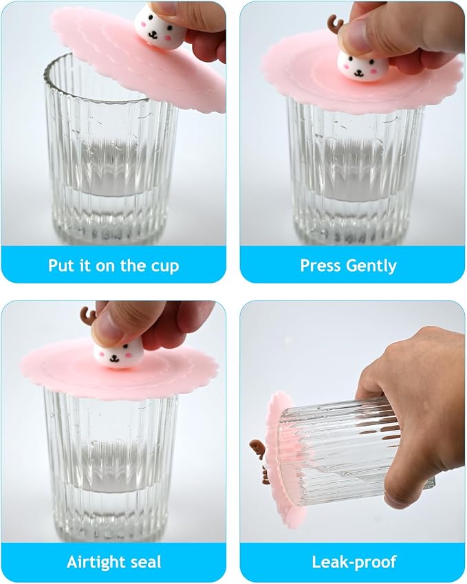 8PCS Silicone Cup Lids Mug Cover, Colorful Food Grade Anti-dust Airtight Seal - Image 5