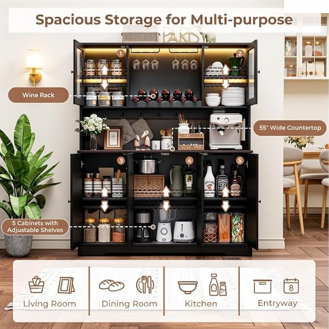 VVFLU 68" Tall Kitchen Pantry Storage Cabinet - Image 7