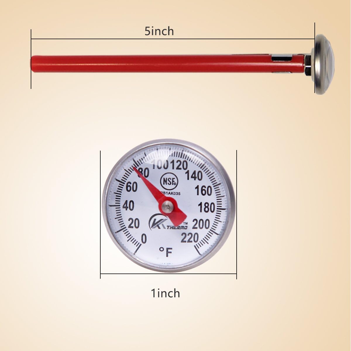 KT THERMO Instant Read 1-Inch Dial Thermometer(4-Pack),Best for The Coffee Drinks,Chocolate Milk Foam