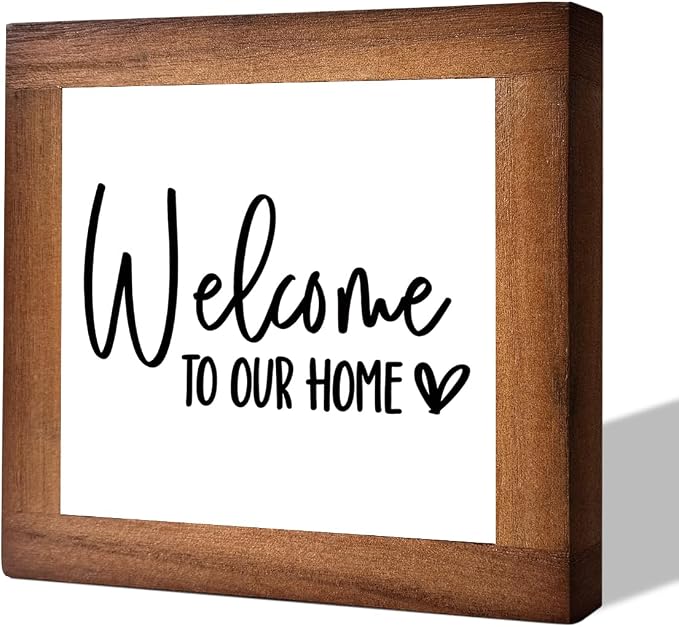 Welcome Sign, Wooden Box Signs for Home Decor, Freestanding Welcome Sign by MLTEye