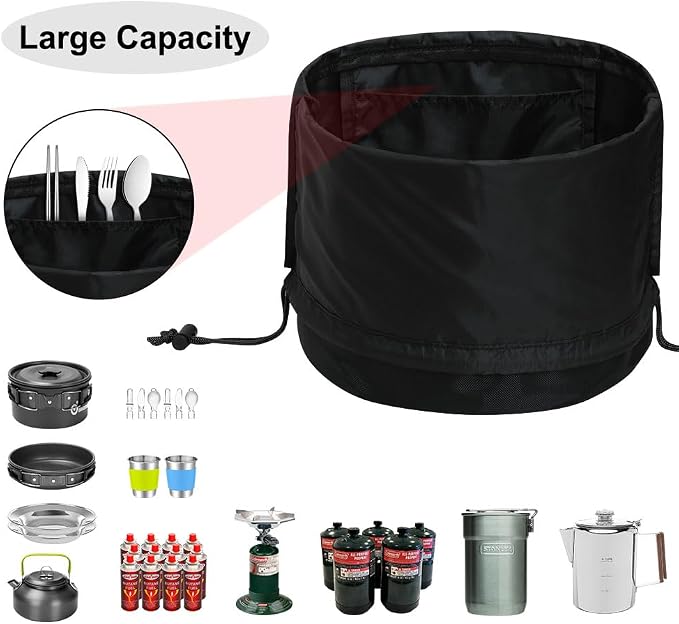 Camping Cookware Mess Kit Bag, High Capacity Camping Tableware Storage Bag - Image 3