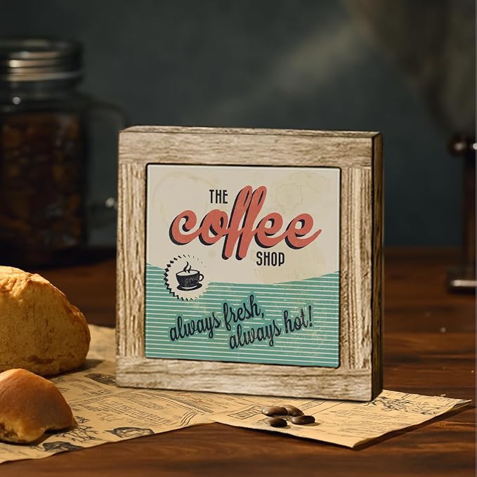 Coffee Shop Wooden Decor Sign, Coffee Shop Always Fresh Always Hot Sign - Image 4