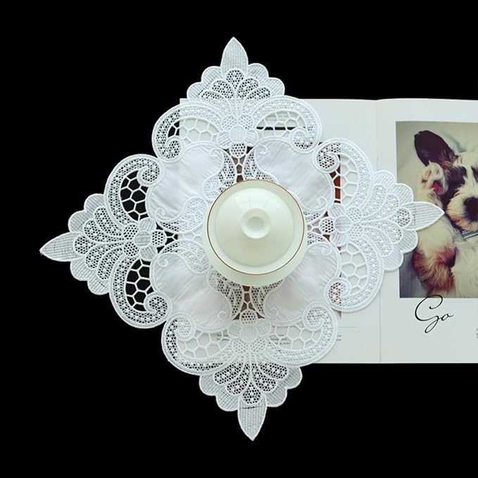 Small Square Lace Cover Cloth Macrame Lace Table Doilies Cutwork Embroidery - Image 5