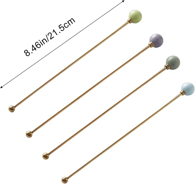 4PCS Stainless Steel Cocktail Swizzle Sticks Reusable Mixing Stirrers Coffee - Image 2