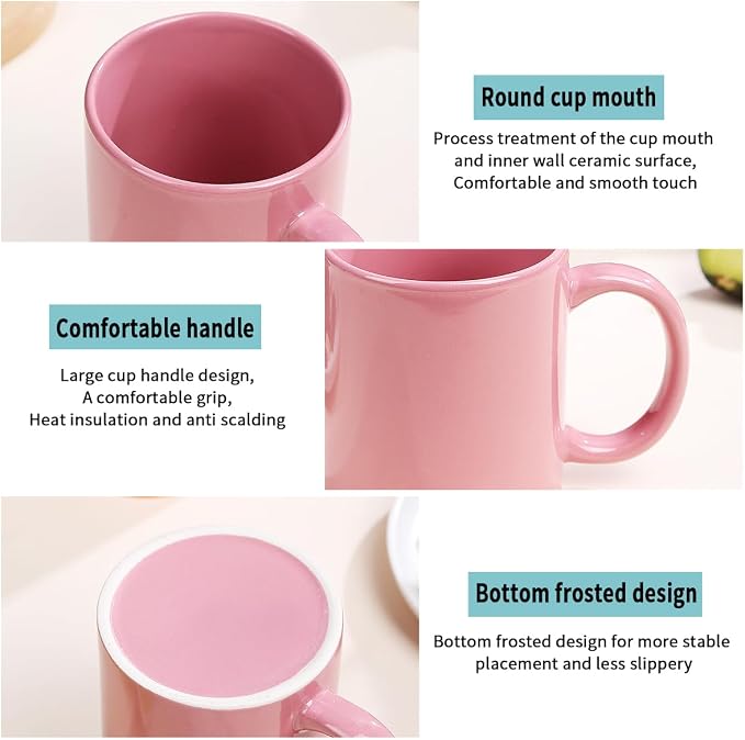 Evanda Coffee Mugs Set of 6 Pieces 12oz, Ceramic Cups - Image 8