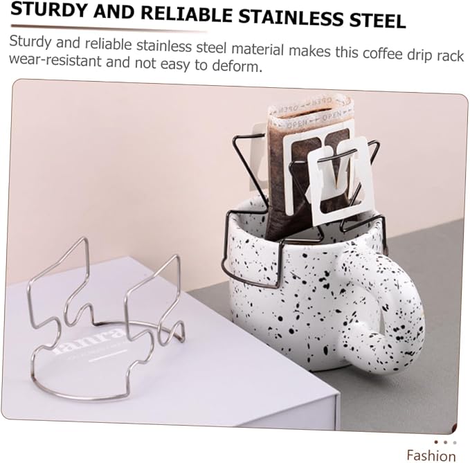 Hanging Ear Coffee Filter Bag Holder Stainless Steel Drip Rack - Image 3