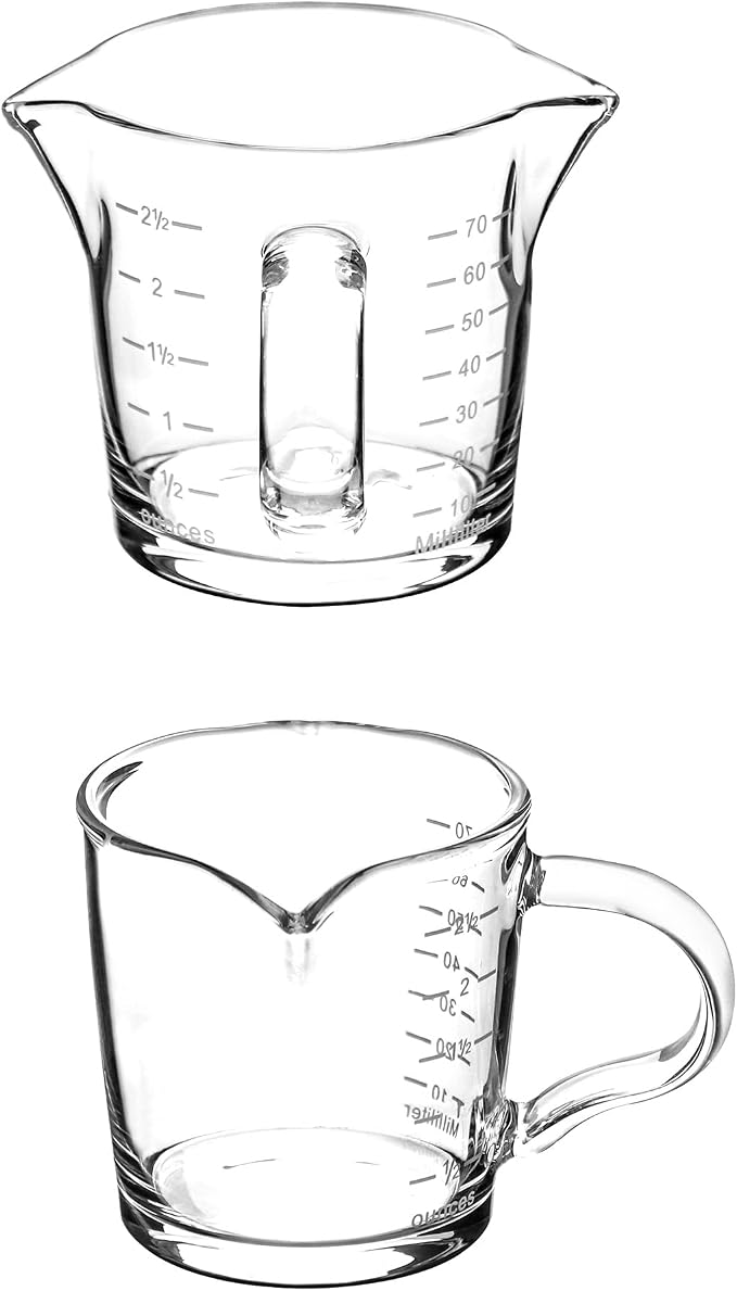 QWORK Espresso Shot Glass with Handle, 2 Pack 3-Ounce Double Spout Glass - Image 3
