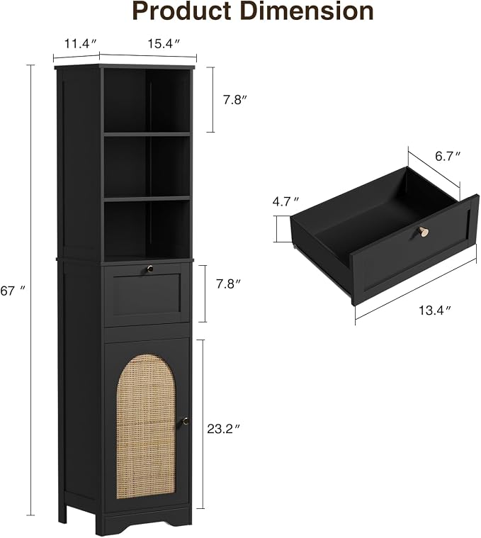 FiveWillowise 67" H Bathroom Storage Cabinet - Image 2