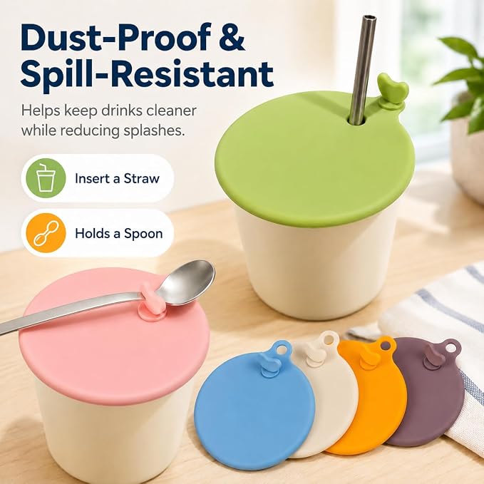6 PCS Silicone Cup Lids, Reusable Anti-Dust Cup Lids - Image 5