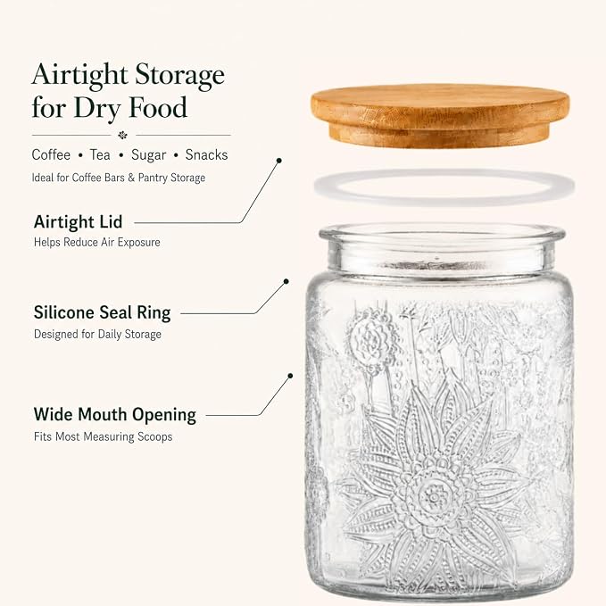 ANSQU Vintage Glass Jars Set Canister Airtight Storage Jar Container - Image 3