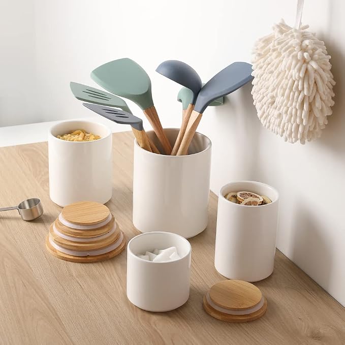 Sweejar Kitchen Canisters Ceramic Food Storage Jar Set, Stackable Containers - Image 5