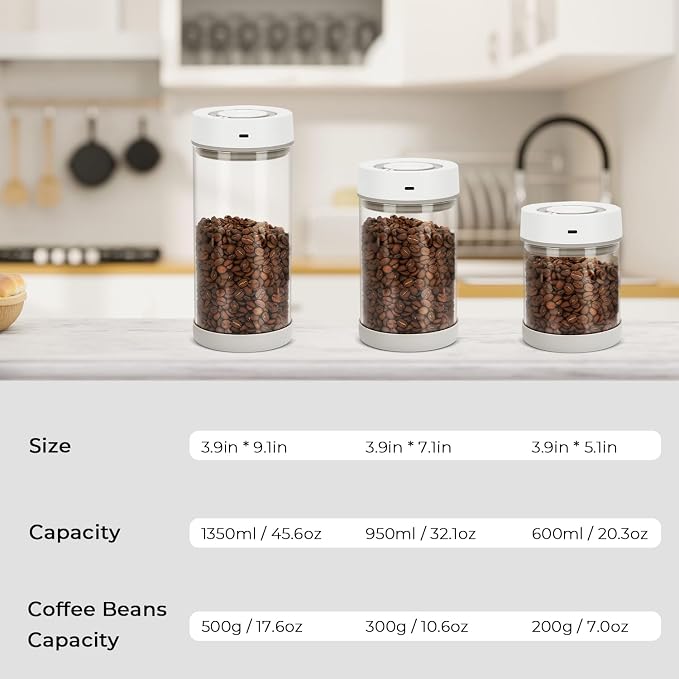 Automatic Vacuum Coffee Canister, 1.35L Airtight Coffee Canister - Image 8