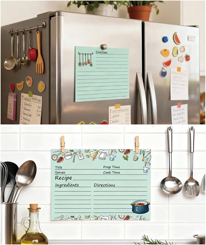 100Pcs Recipe Cards Double Sided Homey Kitchen Diaries 4x6inch Blank Cardstock - Image 3