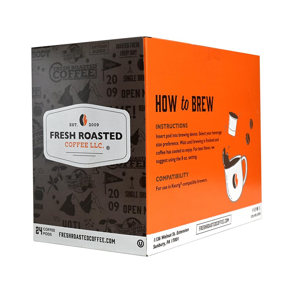 Fresh Roasted Coffee, Ethiopian Yirgacheffe Kochere, Medium Roast, 24 Pods for K Cup Brewers