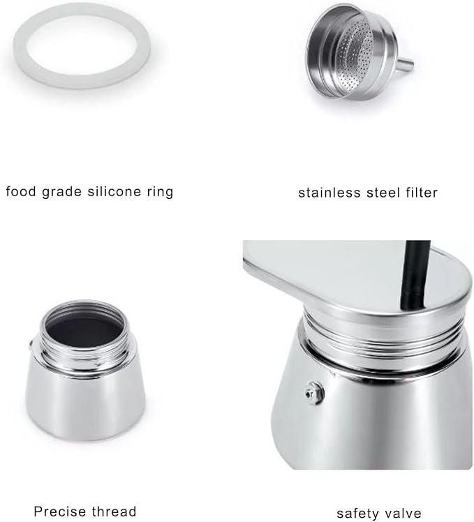 Zerodis Single Spout Mocha Pot, Stainless Steel Espresso Maker Coffee Pot - Image 6