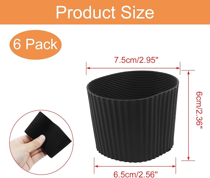 Piutouyar 6 Pcs Reusable Coffee Cup Sleeves, 6 Color Heat-resistant Nonslip - Image 2