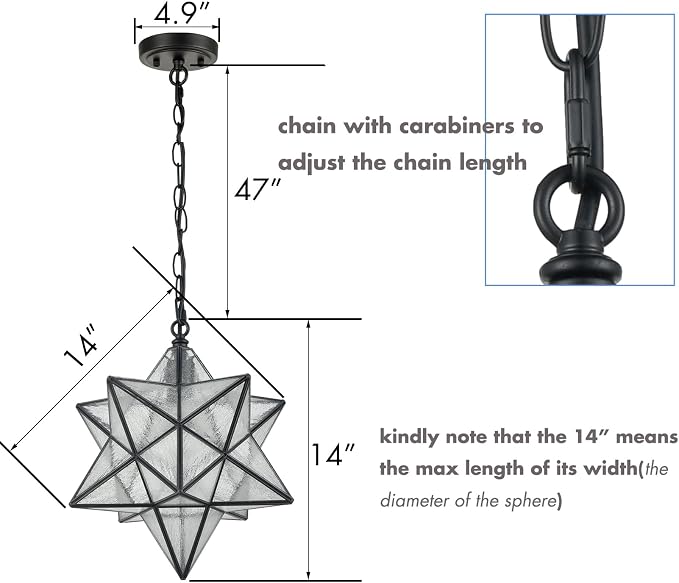 14'' Moravian Star Pendant Light Seeded Glass Star Lights - Image 6