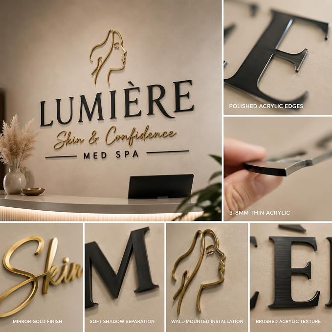 Custom Acrylic Business Logo Sign, Personalized 3D Laser Cut Wall Sign - Image 7