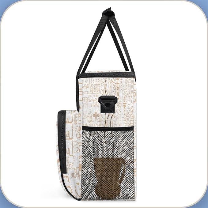 Coffee Cup Coffee Maker Carring Bag Coffee Texts Travel Carrying Storage Tote - Image 4