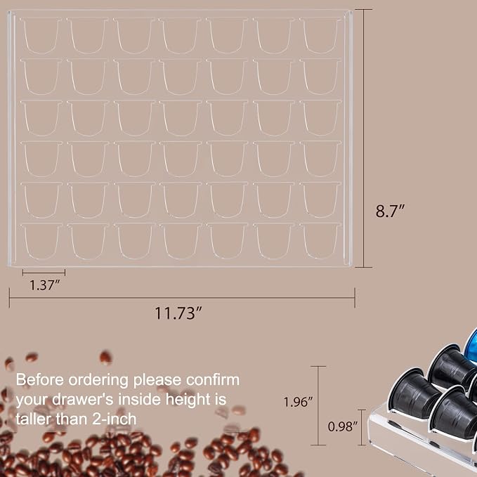 SUMERFLOS Coffee Pod Storage Organizer Tray Drawer, Holds 42 Capsules Compatible - Image 2