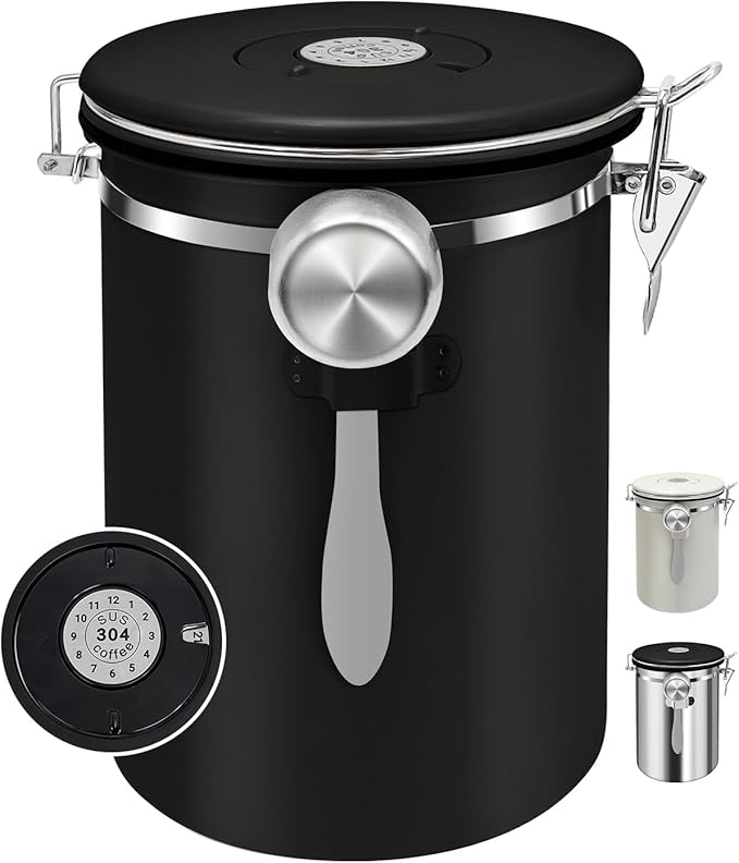 2.8L Airtight Vacuum Coffee Canister, Stainless Steel Storage Container by DTXIAQIAO