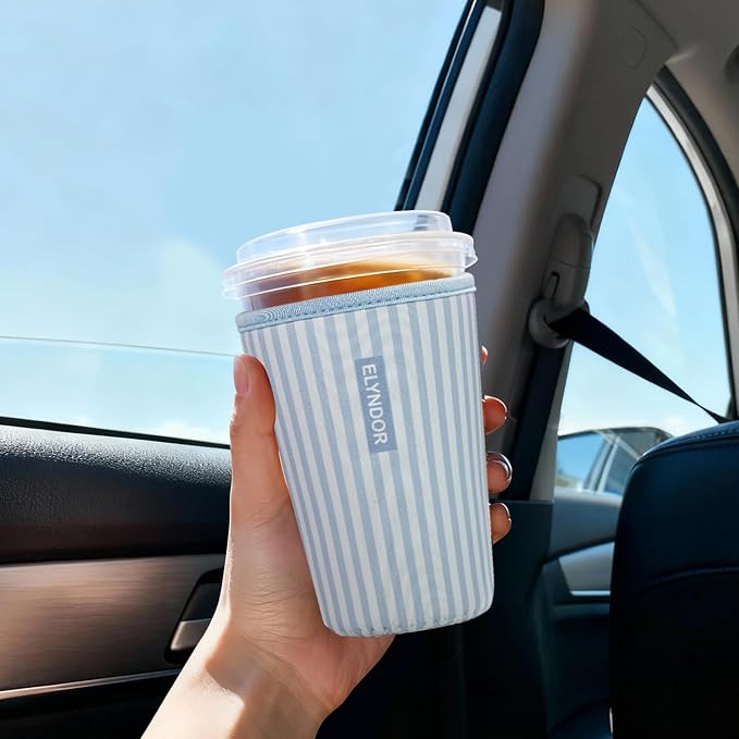 Reusable Insulated Sleeve for Iced Coffee Cup, Beverage Holder for Iced Coffee - Image 2