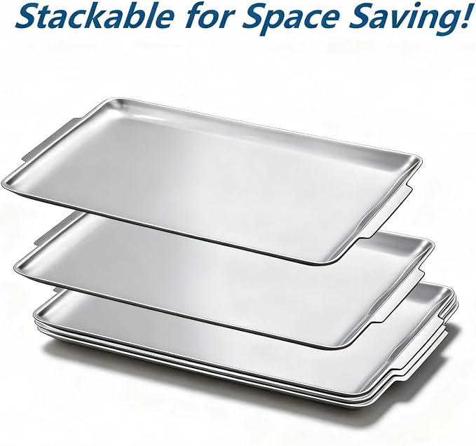 16.3" x 11" Large Serving Platters, Stainless Steel Heavy-Duty Large Serving - Image 9
