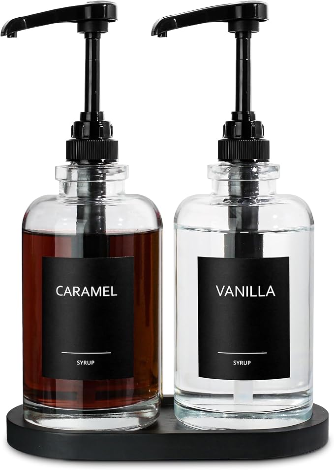 Coffee Syrup Dispenser for Coffee Bar, Glass Syrup Dispenser by ALPIRIRAL