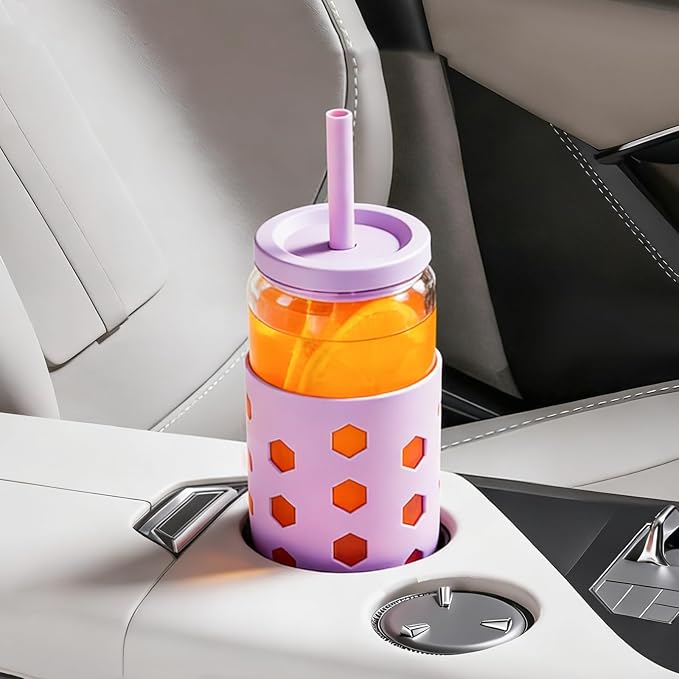 Mrsdry 20 oz Glass Cups With Lids and Straws, Cute Drinking Glasses Set - Image 3