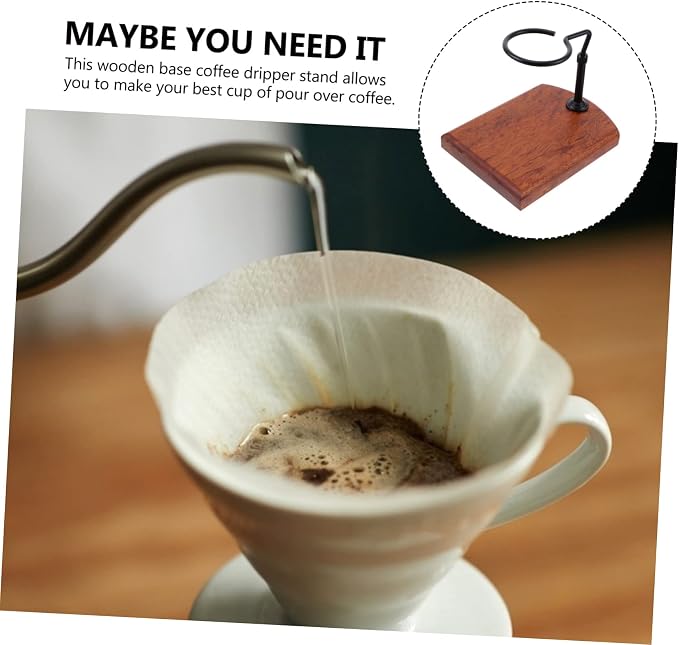 LIFKOME 1pc Hand Coffee Filter Dripper Wood Base Coffee Filter Rack - Image 6