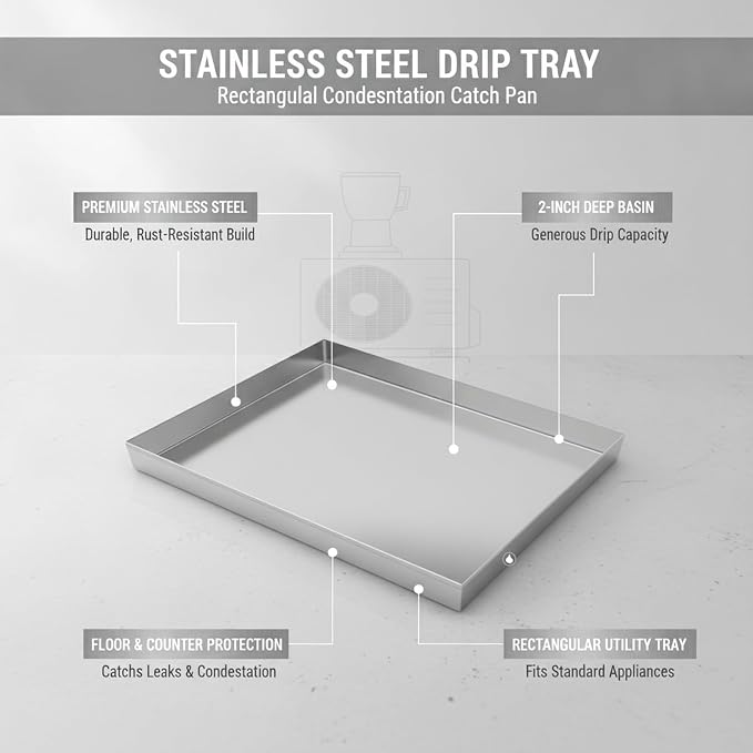 Stainless Steel Drip Tray, Rectangular Condensation Catch Pan - Image 4