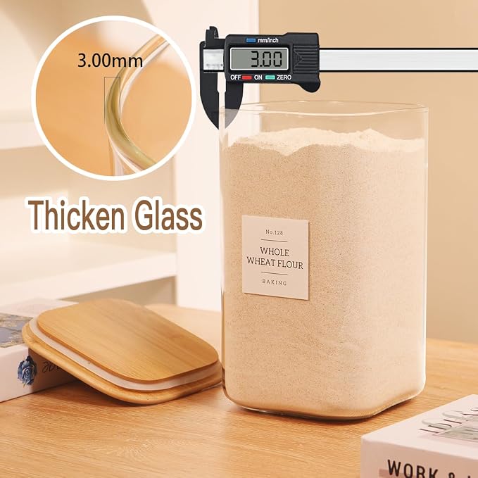 2 Pack large Square Glass Flour and Sugar Containers - Image 4