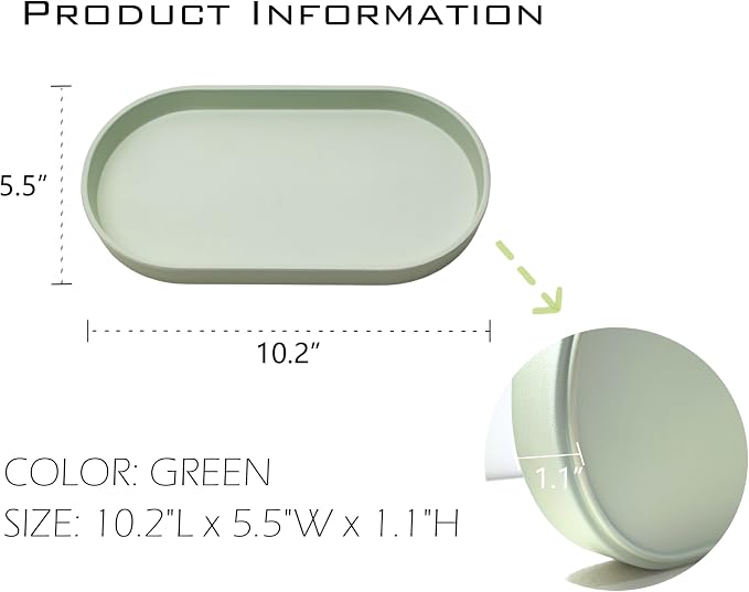 Green Small Oval Tray, 3 Pack, Countertop Organizer | - Image 6